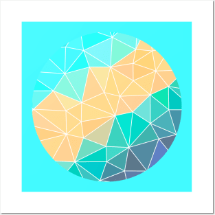 Turquoise and Peach Abstract Geometric Posters and Art